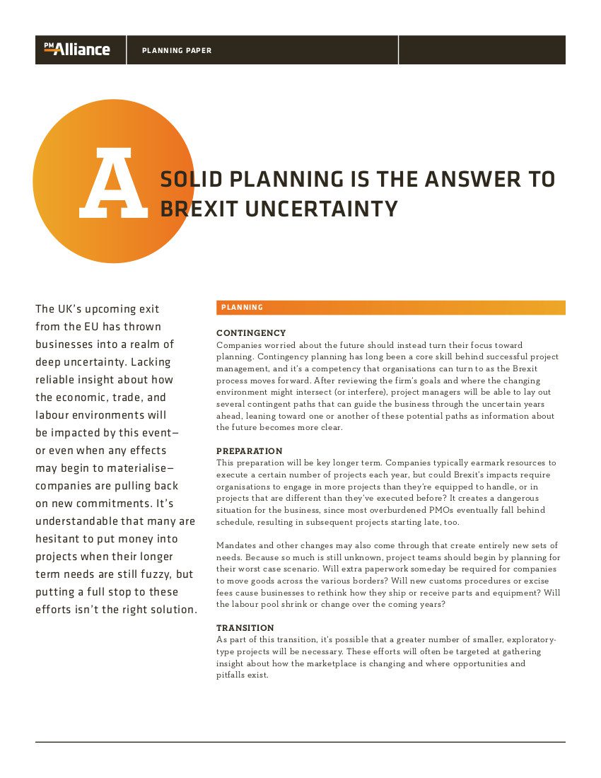 Solid Planning is the Answer to Brexit Uncertainty